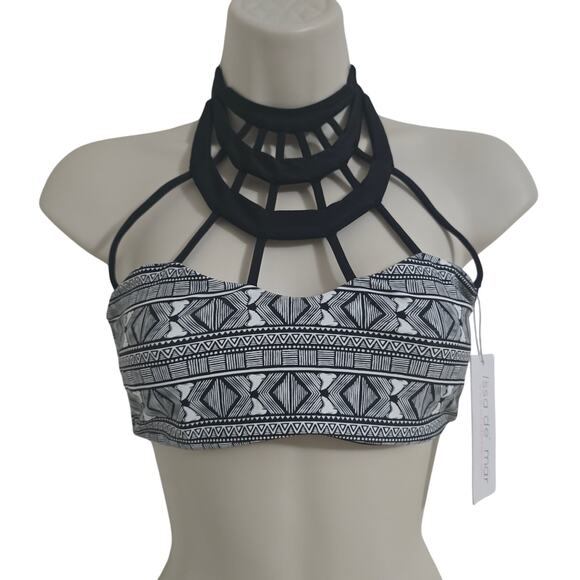 Issa de' mar Other - NWT Issa de'mar Morrocco High Neck Strappy Bikini Top Black-M Festival Boho